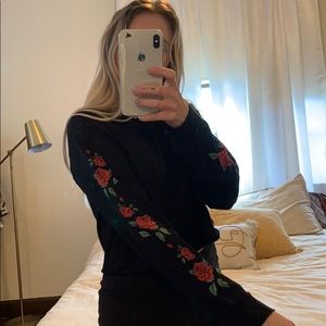 Cropped black rose top